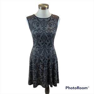 B. Smart Grey‎ and Black Print Design Skater Dress Size 4